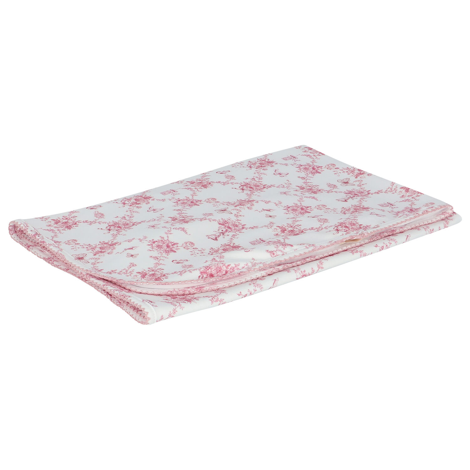 Baby Girls White & Pink Floral & Butterflies Blanket, 1, hi-res